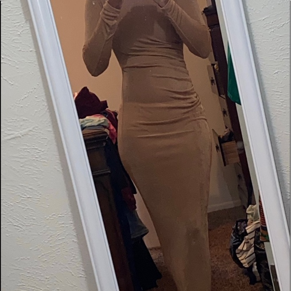 Gold/Brown Fitted Dress